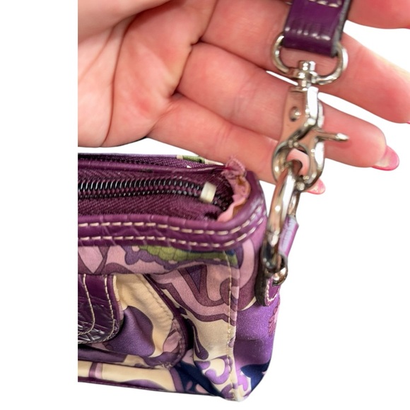Y2K VTG RARE KATHY VAN ZEELAND CROSSBODY MINI BAG PURPLE/MULTICOLORED FAUX LEATH - Picture 4 of 16